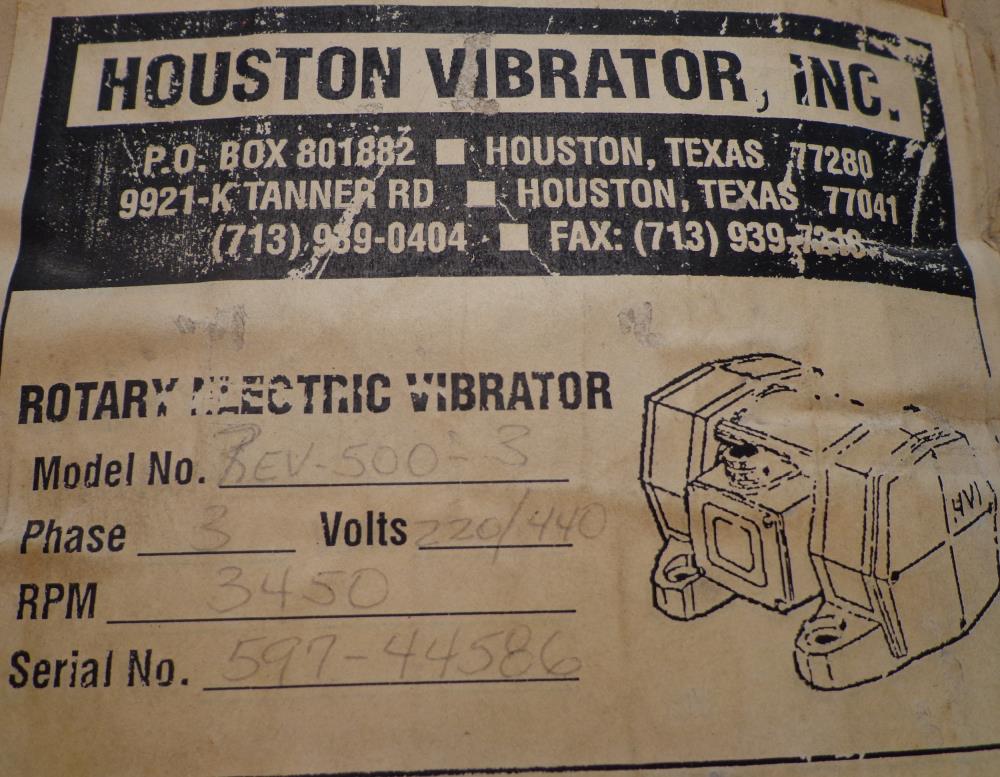 HOUSTON VIBRATOR ROTARY ELECTRIC VIBRATOR   REV-500-3